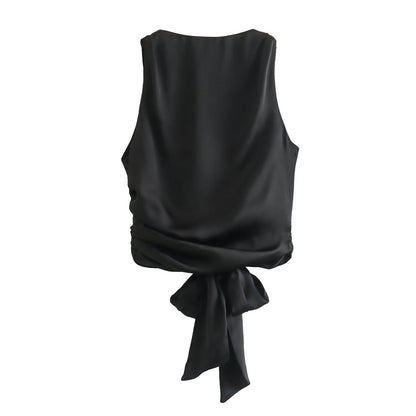 WILLEMIJN | Mouwloze Top Dames – Elegante Top met Strik op de Rug