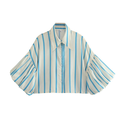VLINDER | Gestreepte Blouse met Pofmouwen – Stijlvolle Statement Top