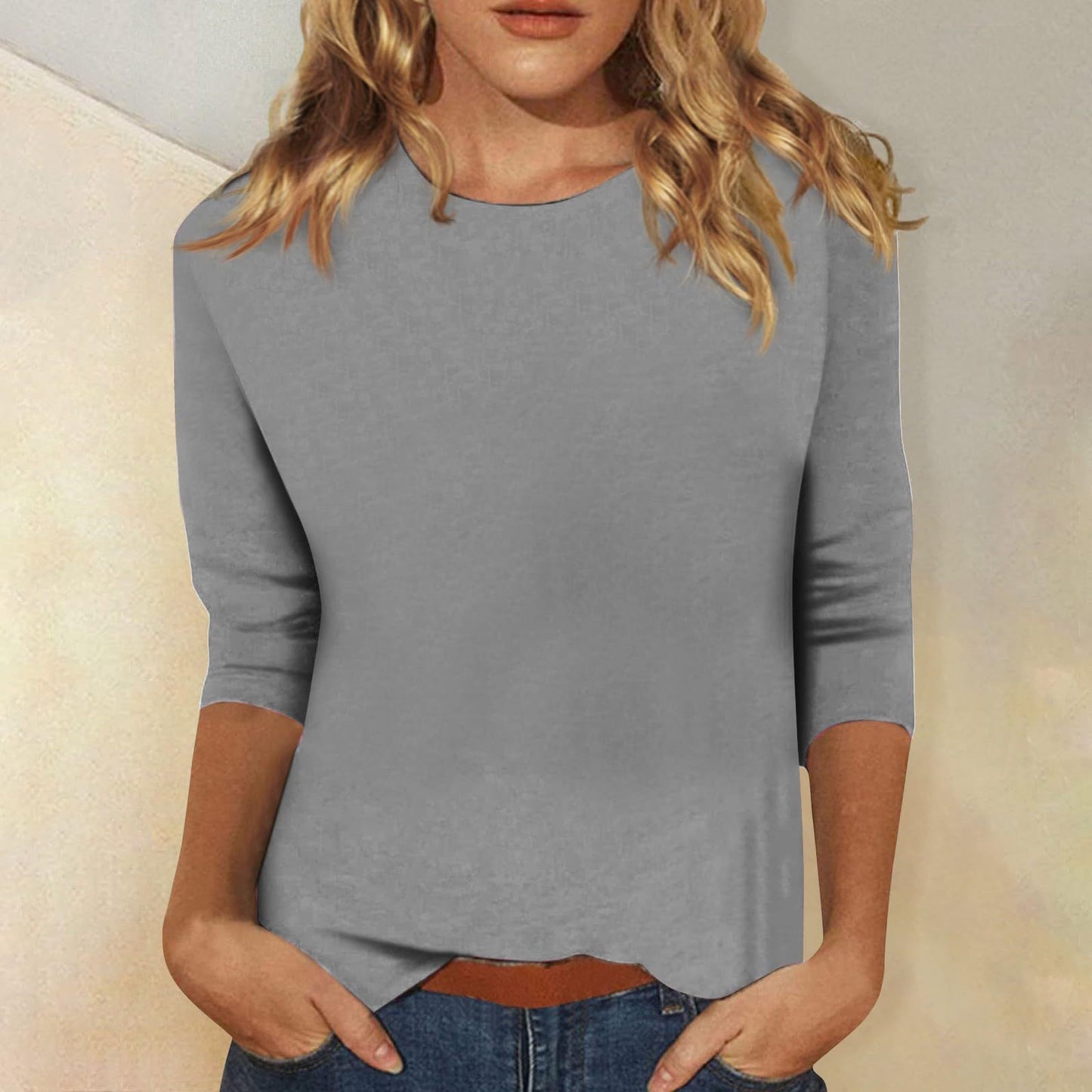 IMME | Basic Katoenen Top met 3/4 Mouwen