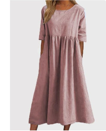 SUZE | Midi-Jurk met Pofeffect – Casual Comfort met een Vrouwelijke Twist