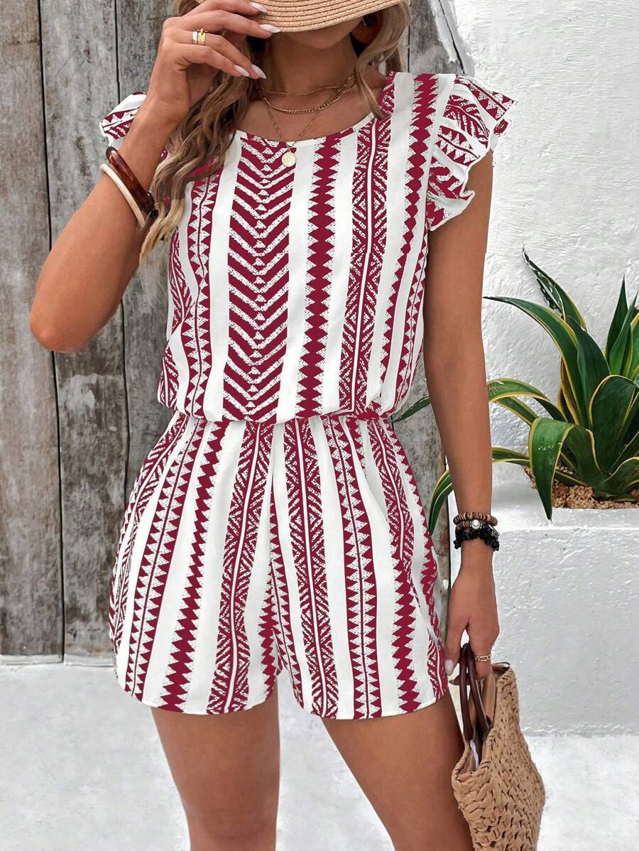 LIVY | Zomer Playsuit Dames – Aztec Jumpsuit met Kapmouwen