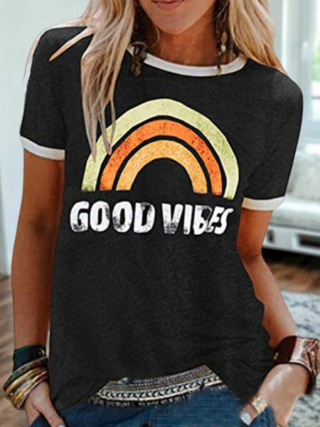 JOLIEN | Good Vibes T-shirt – Retro Print Statement Tee