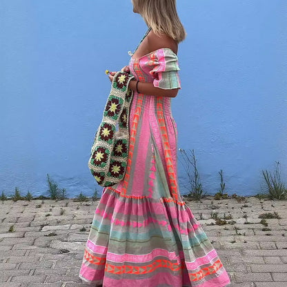 LIANNE | Bohemian Regenboog Jurk – Kleur & Comfort in Één
