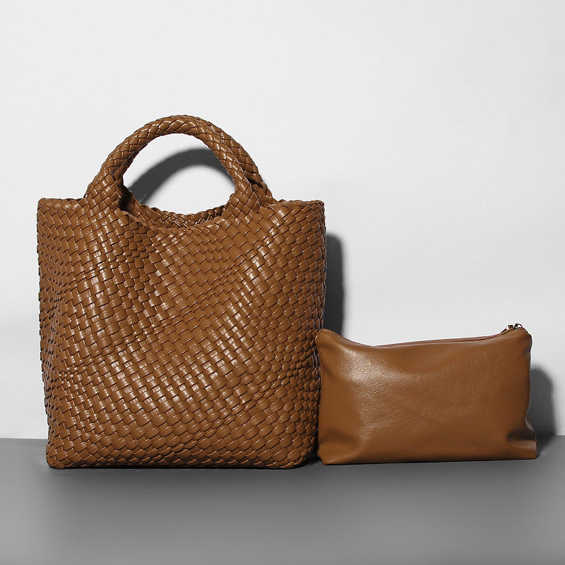 YENTE | Gevlochten Shopper – Zomerse Grote Tas met Binnenpouch