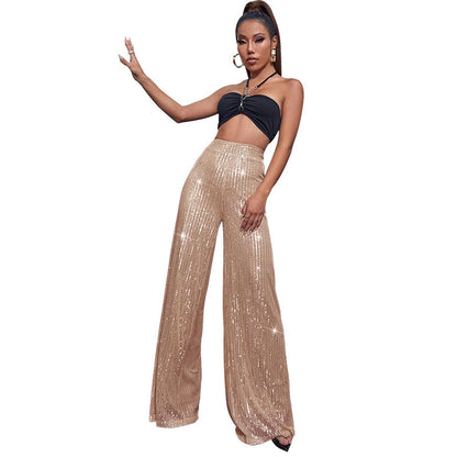 CELINE | Pailletten Palazzo Broek – Glitter Wide Leg Broek in Meerdere Kleuren