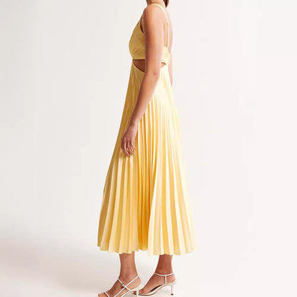 INESS | Plissé Cut-Out Jurk – Elegante Zomerlook met Open Rug