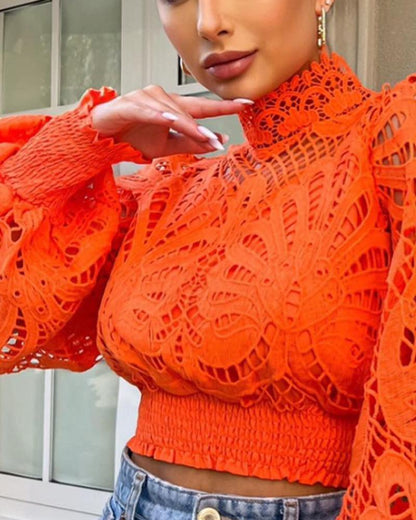 GIOVANNA | Feloranje Kanten Crop Top – Luxe Statement Blouse