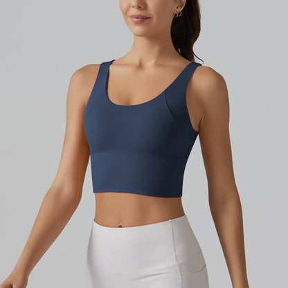 KAREN | Sport Crop Top met Diepe V-Rug – Elegant, Stevig & Comfortabel
