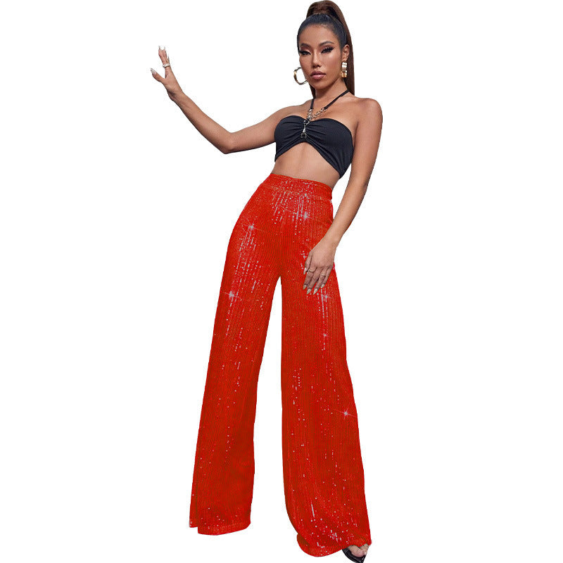 CELINE | Pailletten Palazzo Broek – Glitter Wide Leg Broek in Meerdere Kleuren