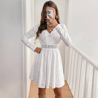 FELICIA | Witte Broderie Kanten Zomerjurk – Romantische Look met Elegante Details