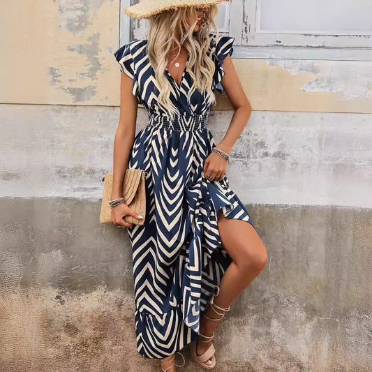 ISHA | Zomerse maxi-jurk met grafische print – elegantie & comfort in één look