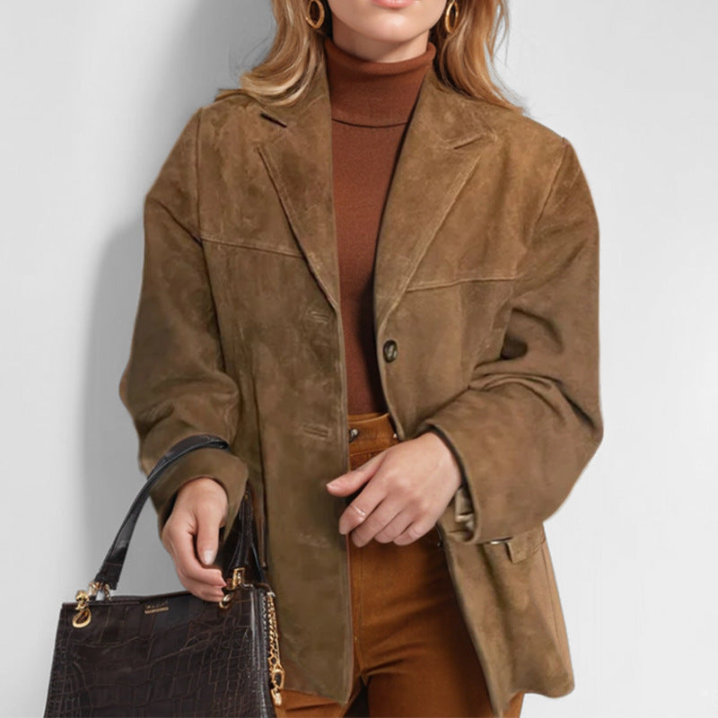 ROBIN | Stijlvolle Leren Dames Blazer – Elegantie en Comfort in Eén