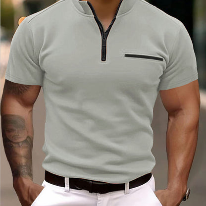 KAI | Heren T-shirt met Zwarte Rits – Slim Fit Casual Shirt Mannen