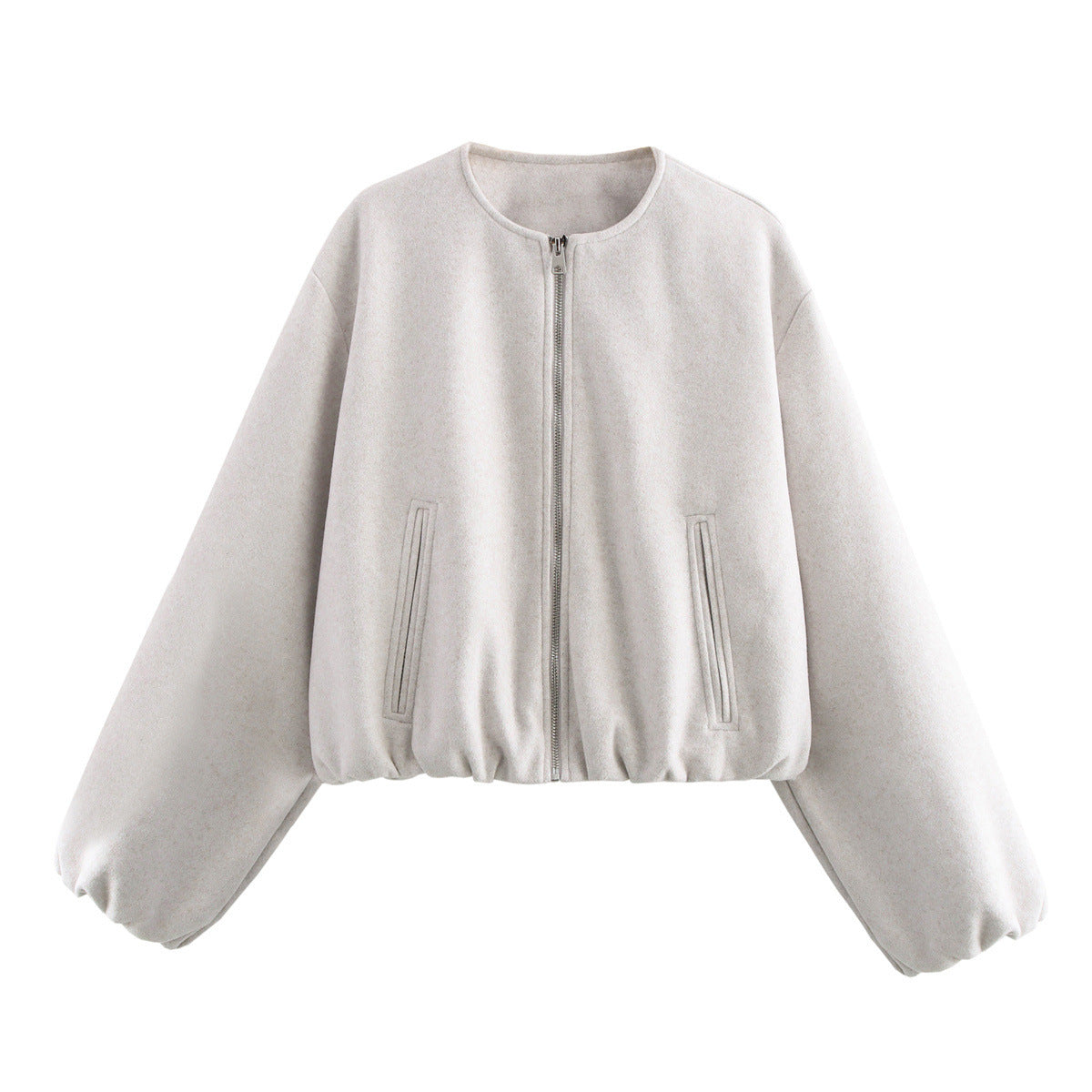 MAEVE | Dames Bomberjack Zonder Kraag – Minimalistische Jas met Rits