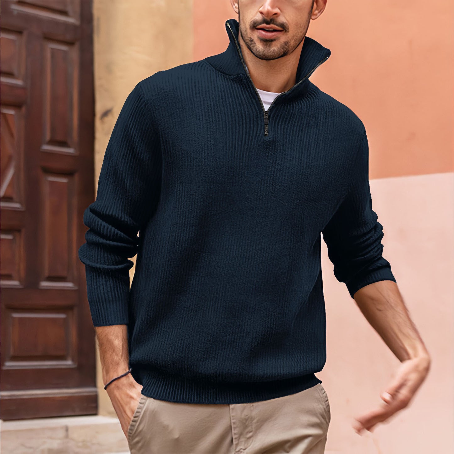 NICK | Heren Trui met Ritskraag – Stijlvolle Half-Zip Pullover van Zachte Knit