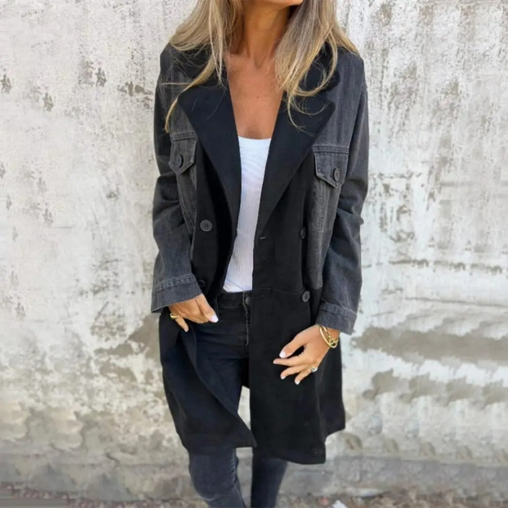 LIEN | Two-Tone Denim Trenchcoat – Unieke Mix van Denim & Suède