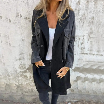 LIEN | Two-Tone Denim Trenchcoat – Unieke Mix van Denim & Suède