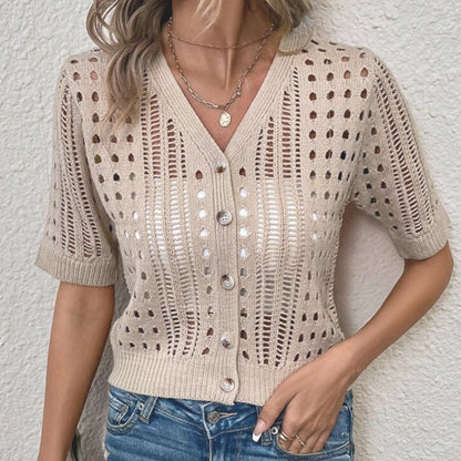 CHANA | Gehaakt Knoopvest – Luchtig & Elegant Voorjaarstopje
