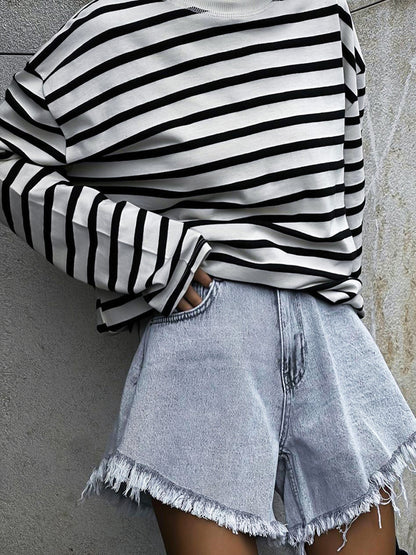 PHILIPPINE | Oversized Gestreepte Trui – Zwart Wit Casual Streetstyle Dames