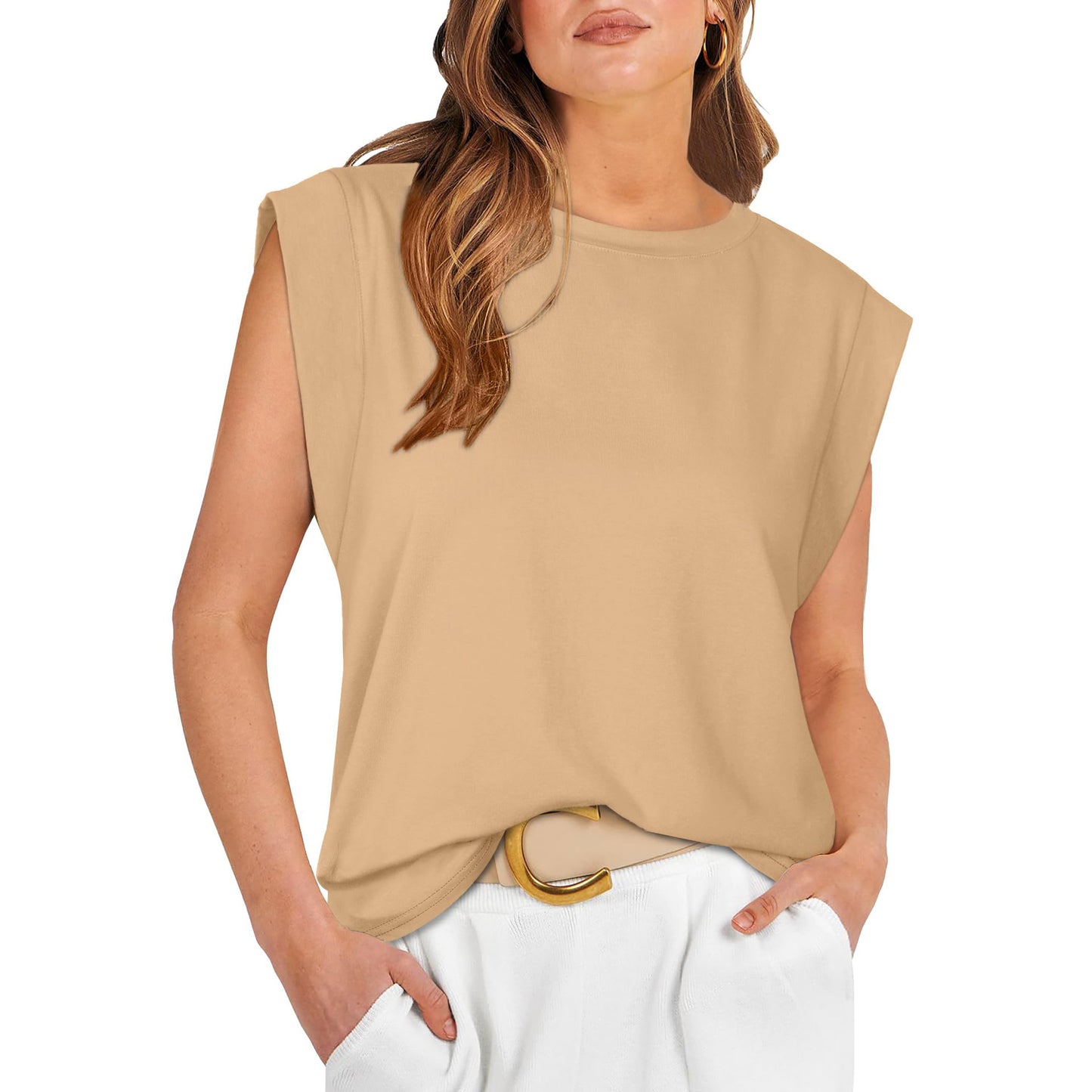 MOLLY | Mouwloze Top met Schouderdetail – Stoer, Vrouwelijk & Tijdloos Casual