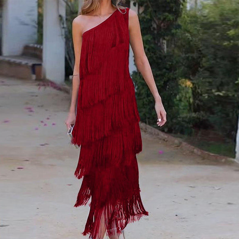 LANZA | Fringe Jurk – Flowy Feestjurk vol Beweging & Glamour