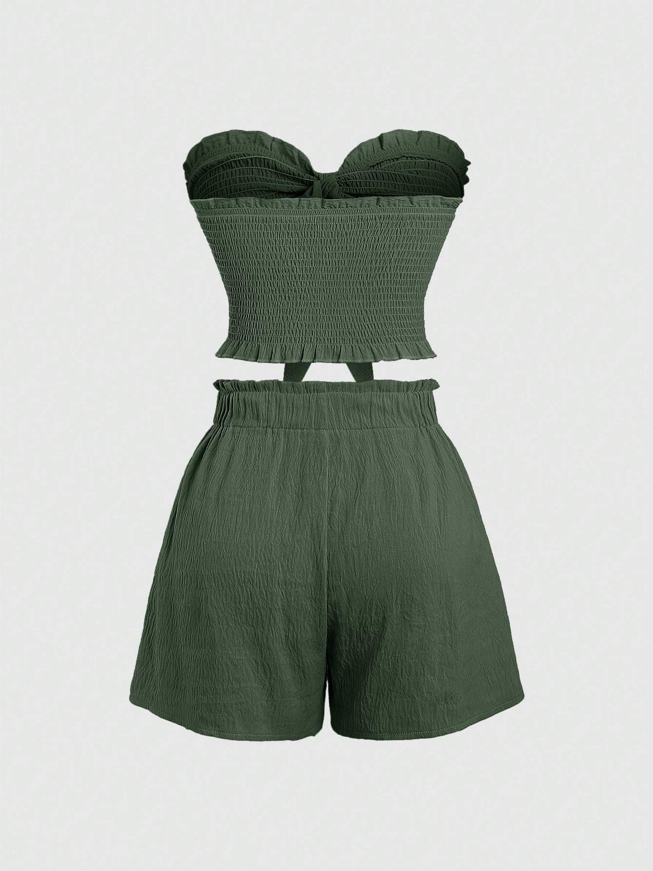 LILOU | Strapless Co-Ord Set – Zomerse Tweedelige Outfit met Strik