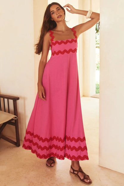 EMA | Scallop Maxi Jurk – Zomerse Flair met Speelse Schouderdetails