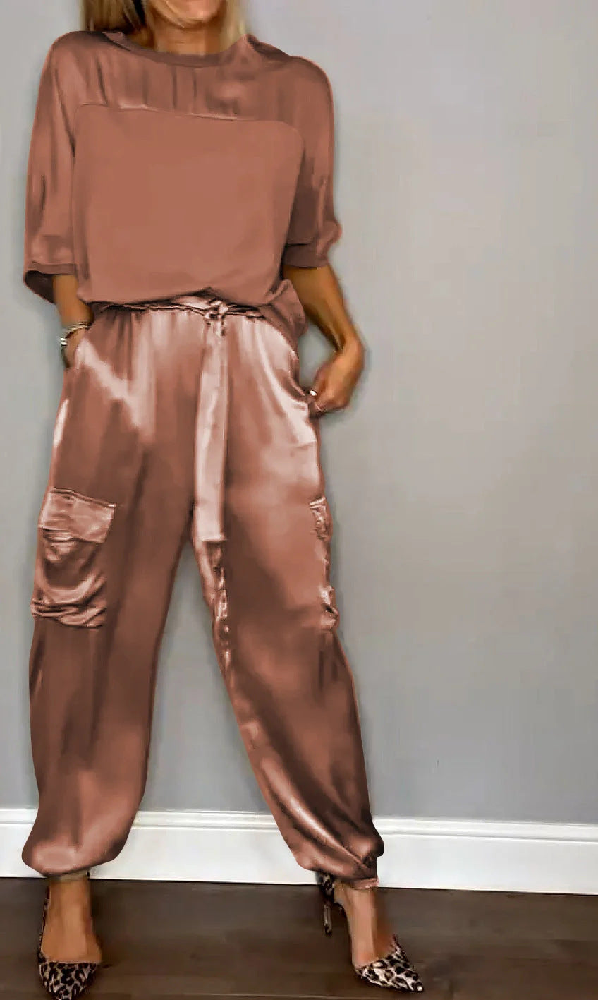 ISABELLE | Satijnen Two-Piece Set Dames – Luxe Outfit in Meerdere Kleuren