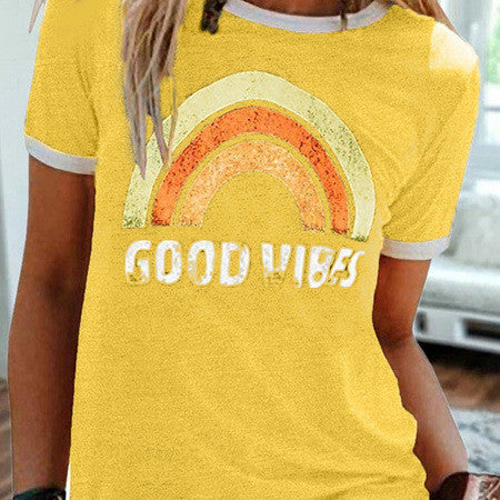 JOLIEN | Good Vibes T-shirt – Retro Print Statement Tee