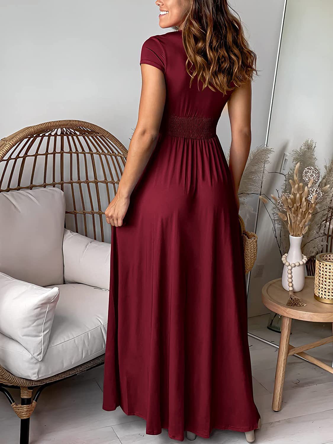 TATUM | Maxi Jurk met V-Hals en Hoge Split – Zomerjurk in Meerdere Kleuren