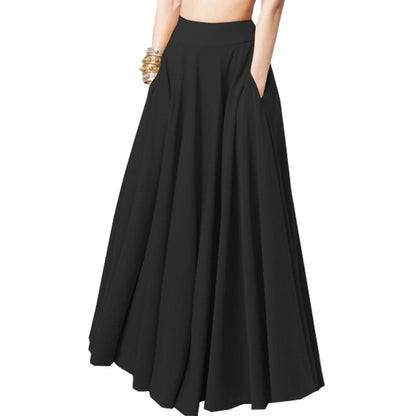 MARIA | Maxi Rok Dames met Hoge Taille, Zakken & Zwierige Plooi – Zomerrok in Zwart, Rood of Geel