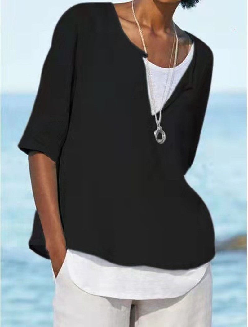 MIRA | Luchtige Linnen Tuniek Dames met V-Hals – Plus Size Zomerblouse van Natuurlijke Stof