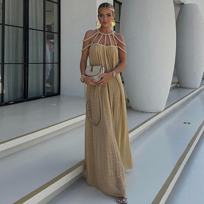 FINNE | Bohemian Maxi Jurk met Gevlochten Details – Luchtige Zomerstijl