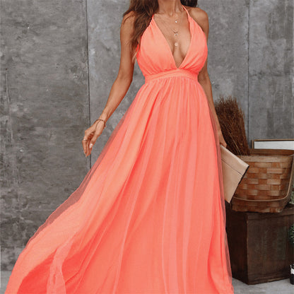 JOCELYNE | Tulle Zomerjurk met V-hals en Spaghettibandjes – Luchtig & Elegant (S t/m XL)