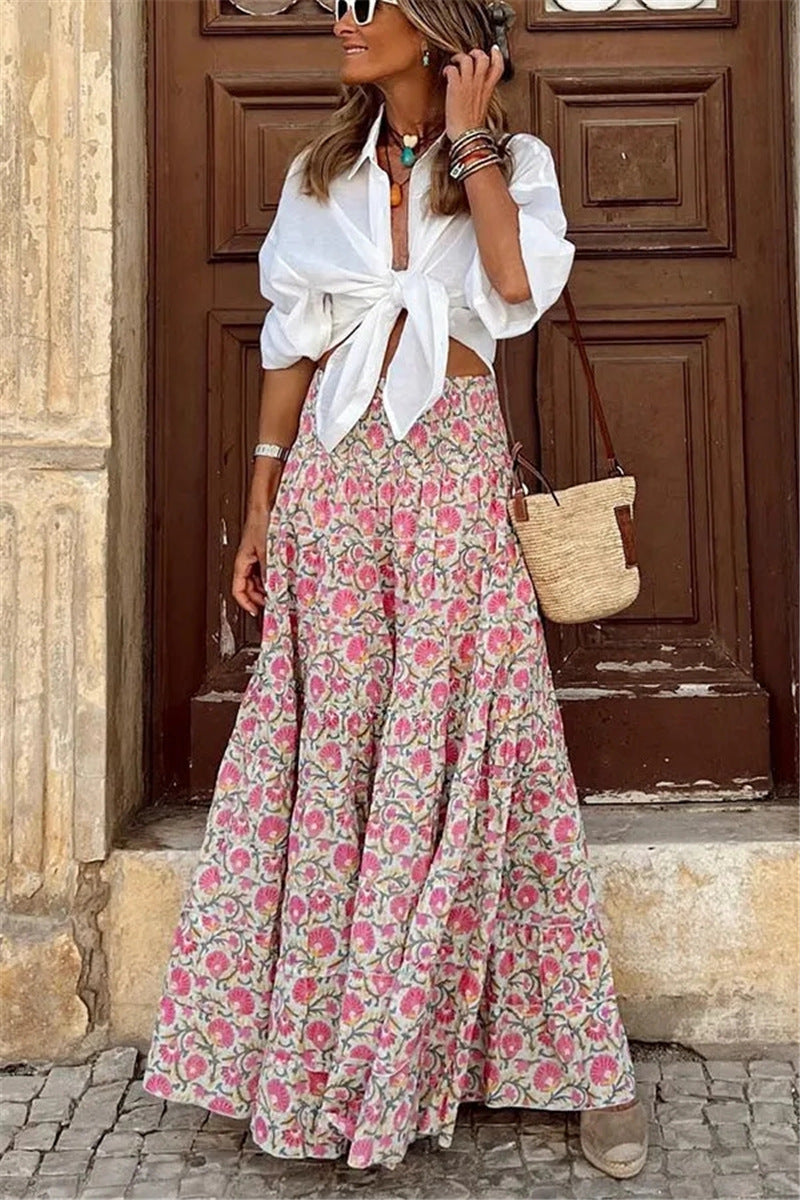 AXELLE | Maxi Rok met Print – Zomerse Lange Rok in Ibiza-Stijl