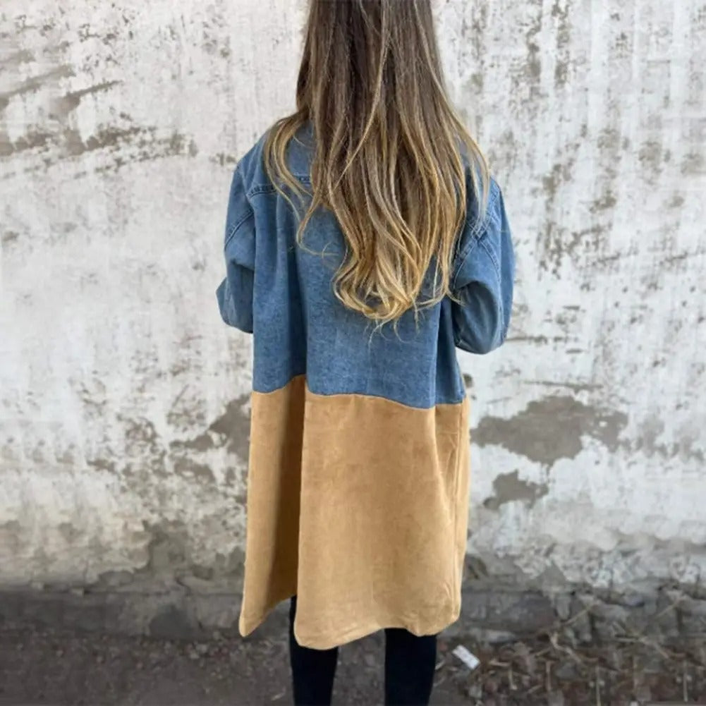 LIEN | Two-Tone Denim Trenchcoat – Unieke Mix van Denim & Suède