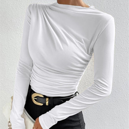 ELYSA | Dames Top met Plooidetail – Lange Mouwen & Slim Fit