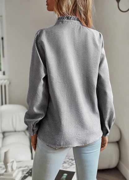 MARTHE | Ruffle Blouse met Opstaande Kraag – Elegante Damesblouse in Meerdere Kleuren