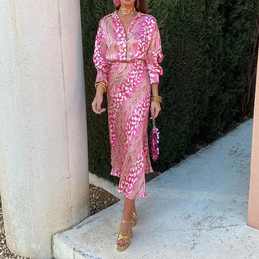 ANTONIA | Satin Luxe Print Jurk – Elegante Statement Look