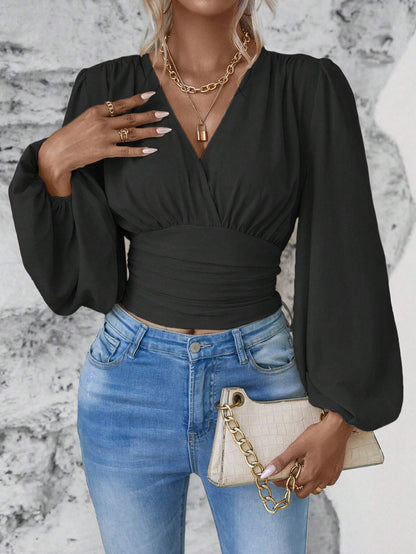 TOULOUSE | Chiffon Wrap Top – Elegante V-Hals & Flowy Mouwen