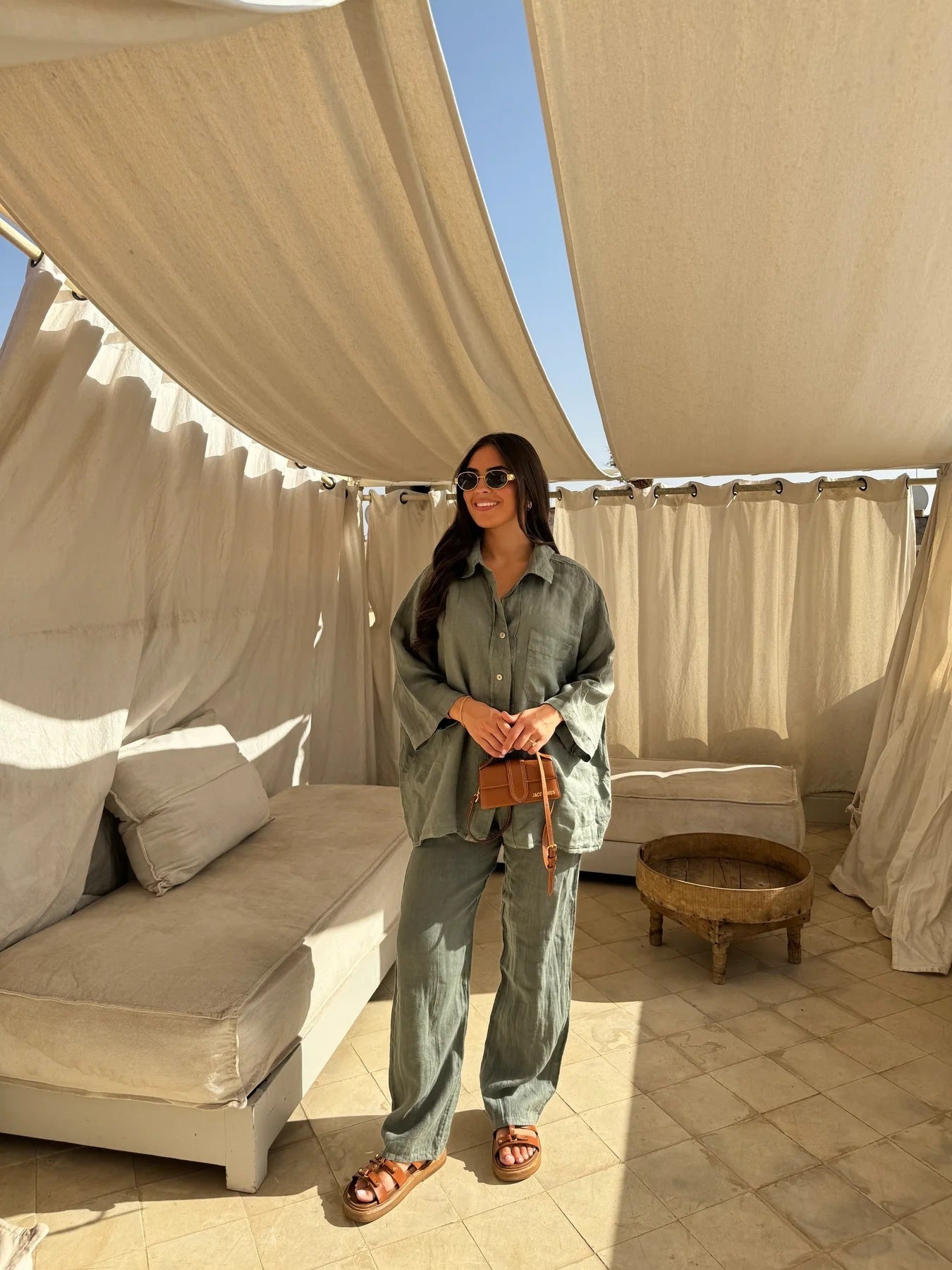 JANNA | 2-Delige Linnen Dames Set – Oversized Blouse & Rechte Broek in Meerdere Kleuren