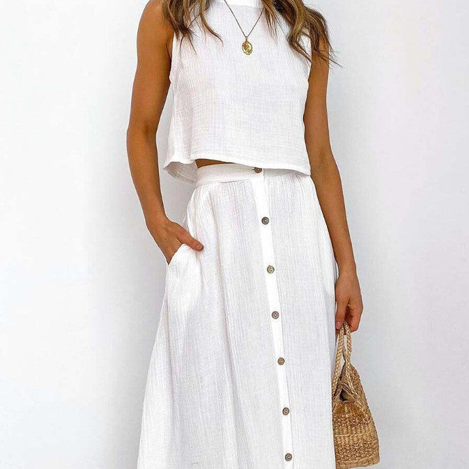 ALIZA | Luchtige Katoenen Set – Zomerse Top & Rok in Diverse Kleuren