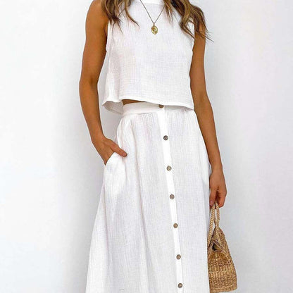 ALIZA | Luchtige Katoenen Set – Zomerse Top & Rok in Diverse Kleuren