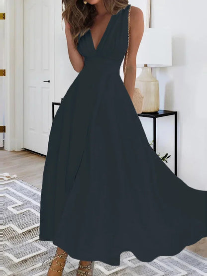 SUNA | Elegante Maxi Jurk met Overslag – Zomerse Klasse in Katoen