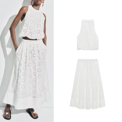 TAYLOR | Geborduurde Zomerset – Top & Rok Los Verkrijgbaar of als Set
