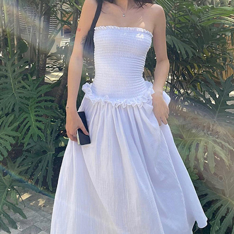 YOLINE | Strapless Midi Zomerjurk – Elegant & Comfortabel