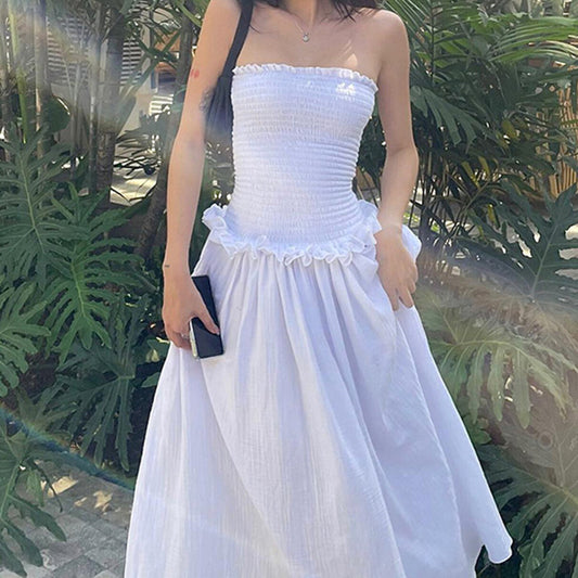 YOLINE | Strapless Midi Zomerjurk – Elegant & Comfortabel