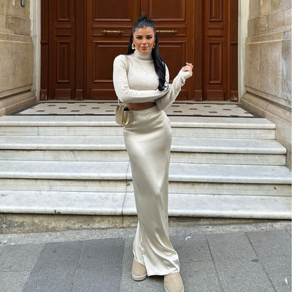 NADINE | Satijnen Maxi-Rok Dames - Elegante Lange Rok