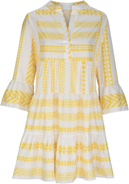 WIES | Boho Tuniekjurk Dames – Zomerjurk Met Geometrische Print